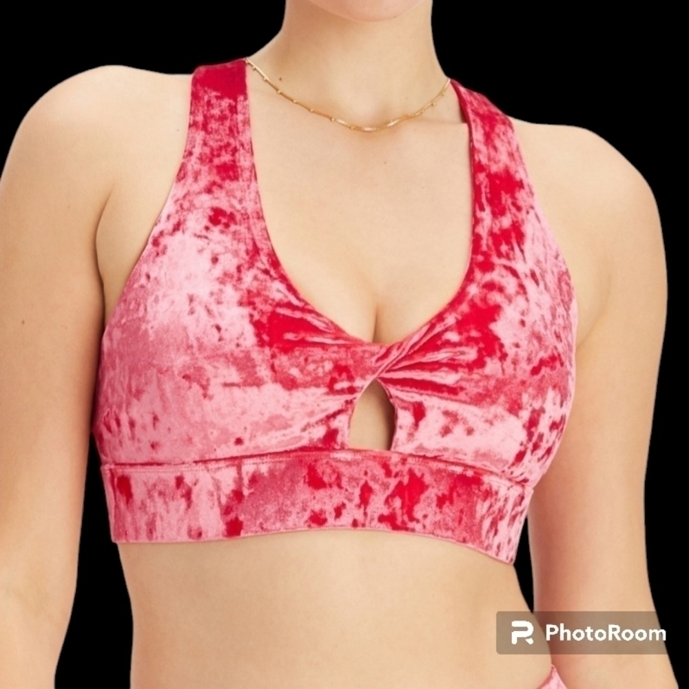 FABLETICS Oasis Velour Velvet Front Twist Sports Bra L Workout Athletic Gym